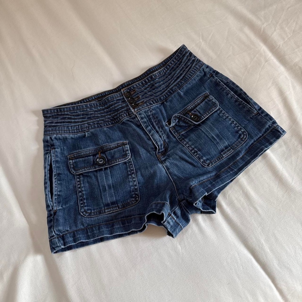 Life in Progress size 26 blue denim high waisted short